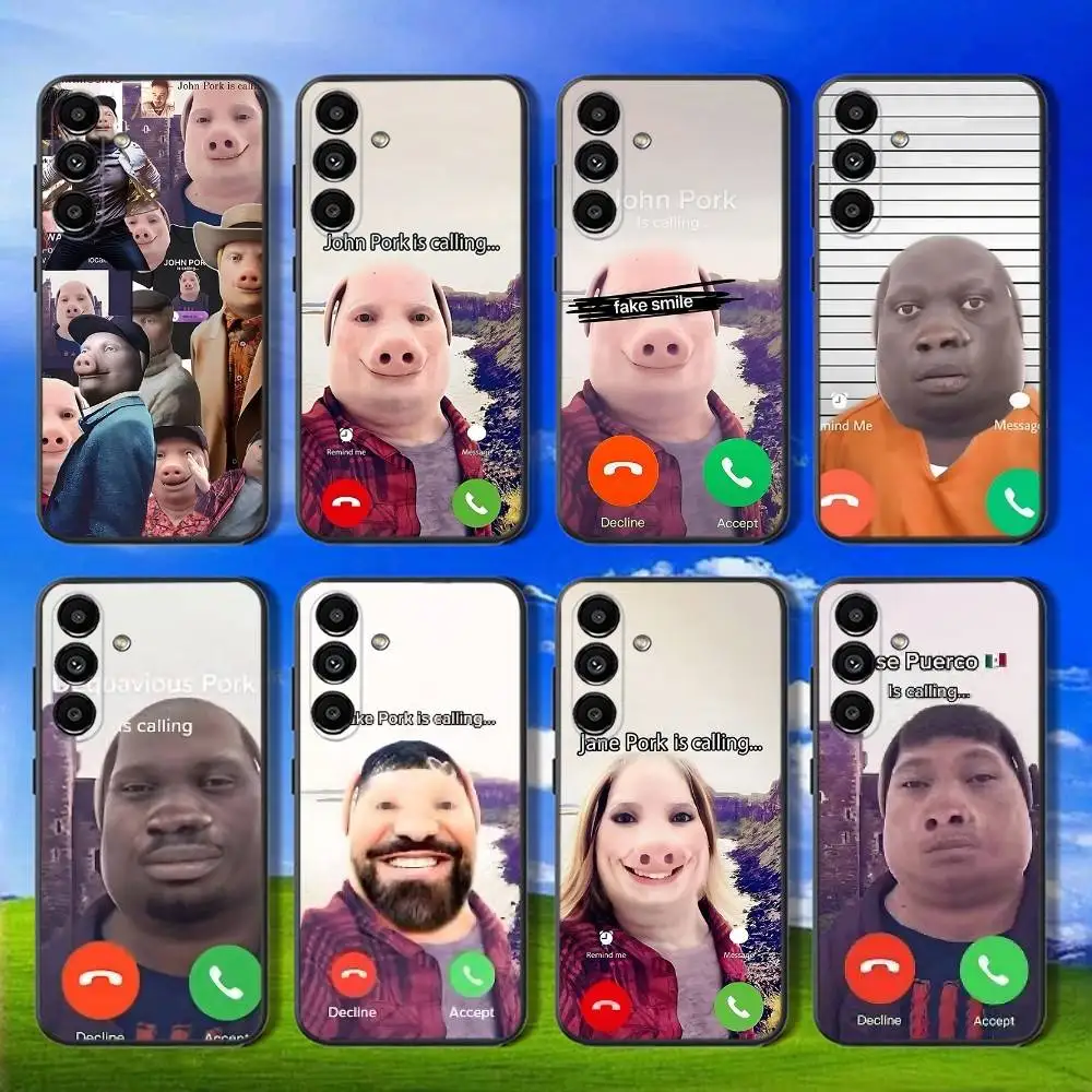 

John Pork is Calling Answer Call Phone Case For Samsung Galaxy A13,A21s,A22,A31,A32,A52,A53,A71,A80,Soft Black Shell