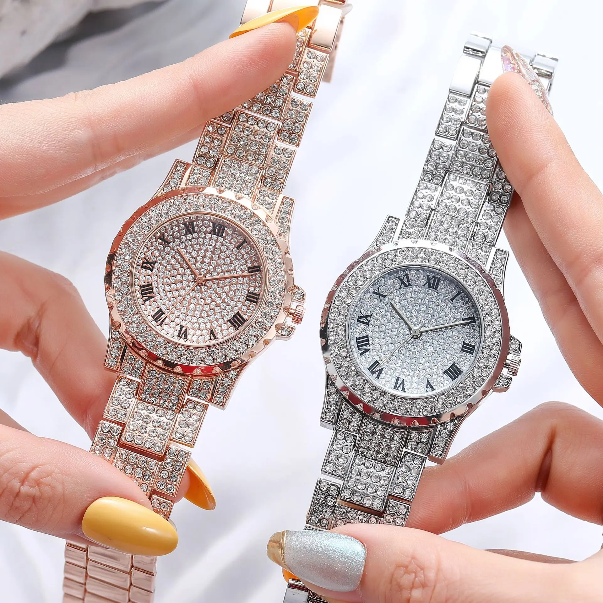 New Fashion Women\'s Watch Metal Strap Luxury All Star Rhinestone Metal Strap Quartz Watch for Women Timepiece