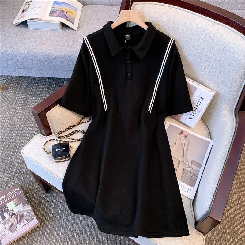 ผู้หญิงฤดูร้อนแขนสั้น Spliced เสื้อโปโลเสื้อยืดหลวมอินเทรนด์สบายๆสไตล์ใหม่น้ําหนักเบาแฟชั่นสีทึบ