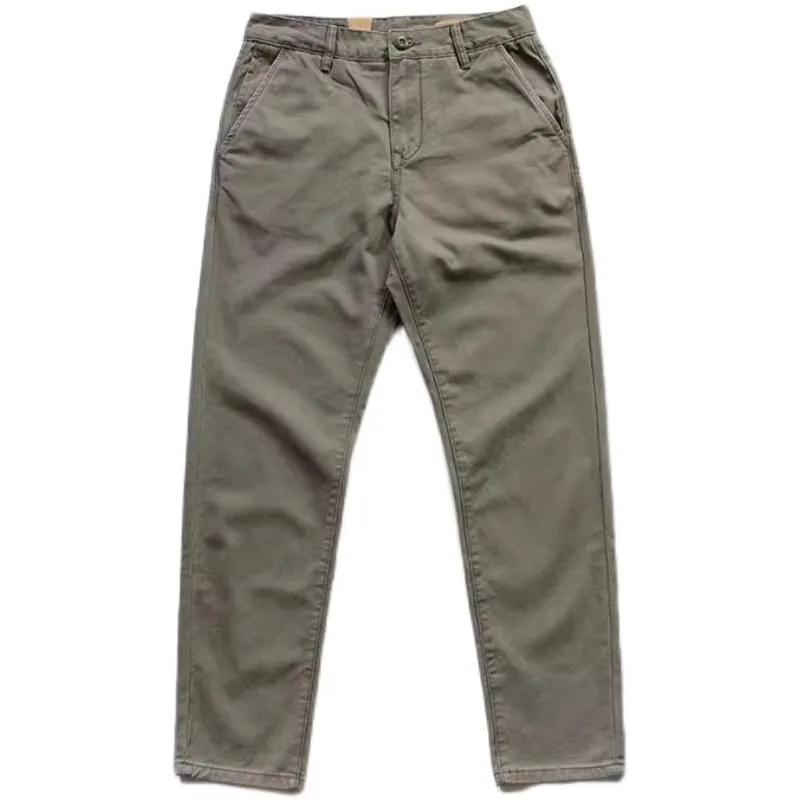 Mens Casual Cotton Work Trousers Anti-Tear Wear-Resistant Straight Leg Loose Fit Spring Autumn Vintage Sle Long Pants