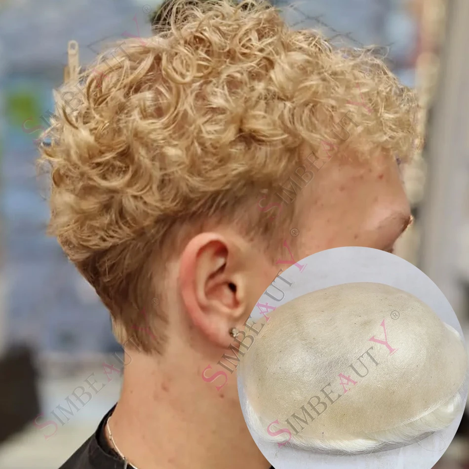 

Мужские 22r # 613 # Прозрачный полиуретановый парик-накладка (тупе) из натуральных человеческих волос, 24 мм, кудрявый, прочный, 0.06 мм, цвет серо-черный 1b65, для лысых участков кожи головы