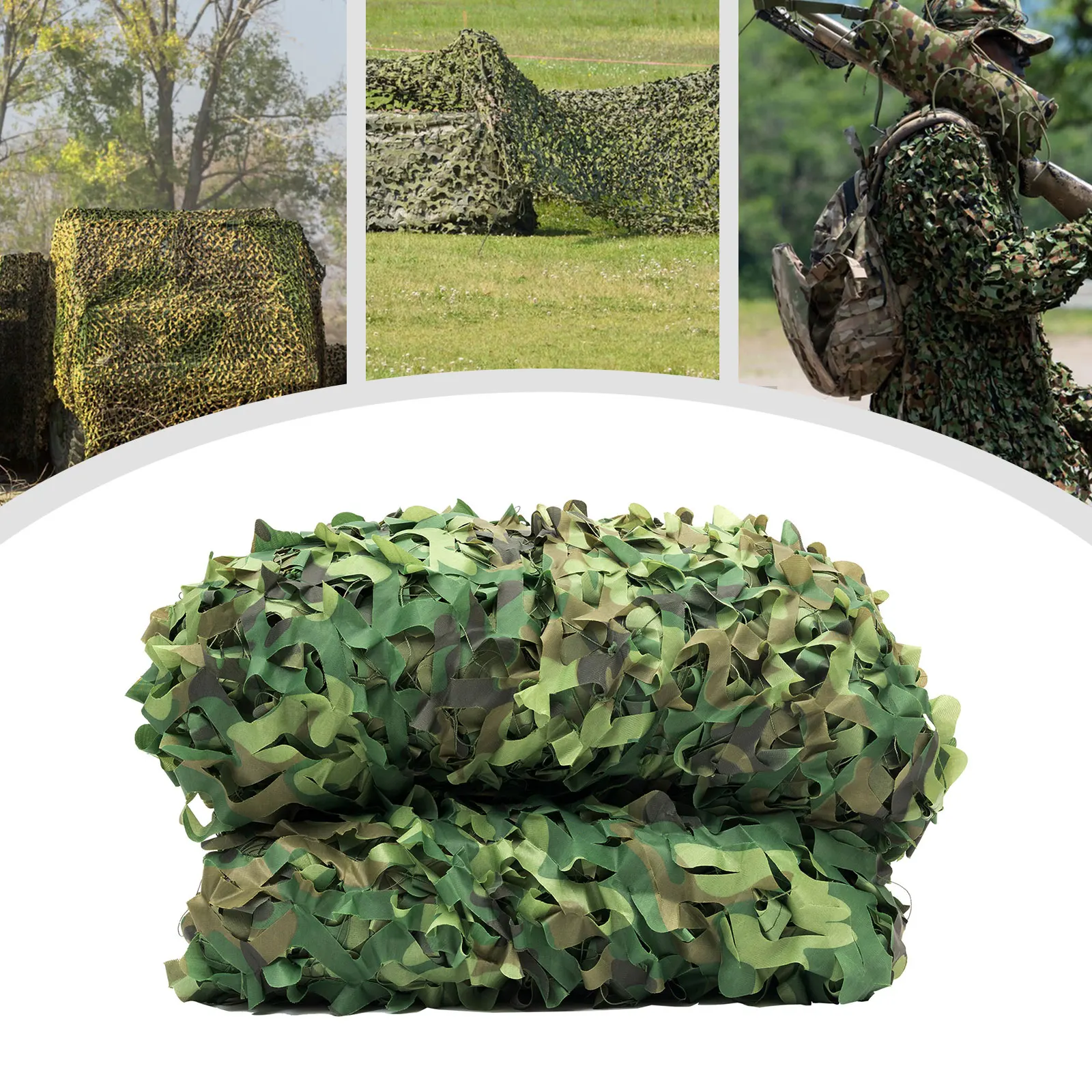 Camouflage Net 8x8m 210D Oxford Polyester Woodland Waterproof Foldable Hunting Camping Military Camo Outdoor Net