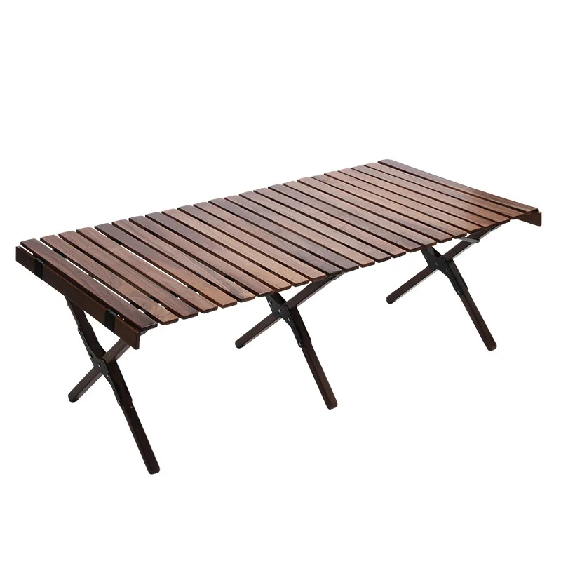 

Black walnut solid wood egg roll table, outdoor camping folding table