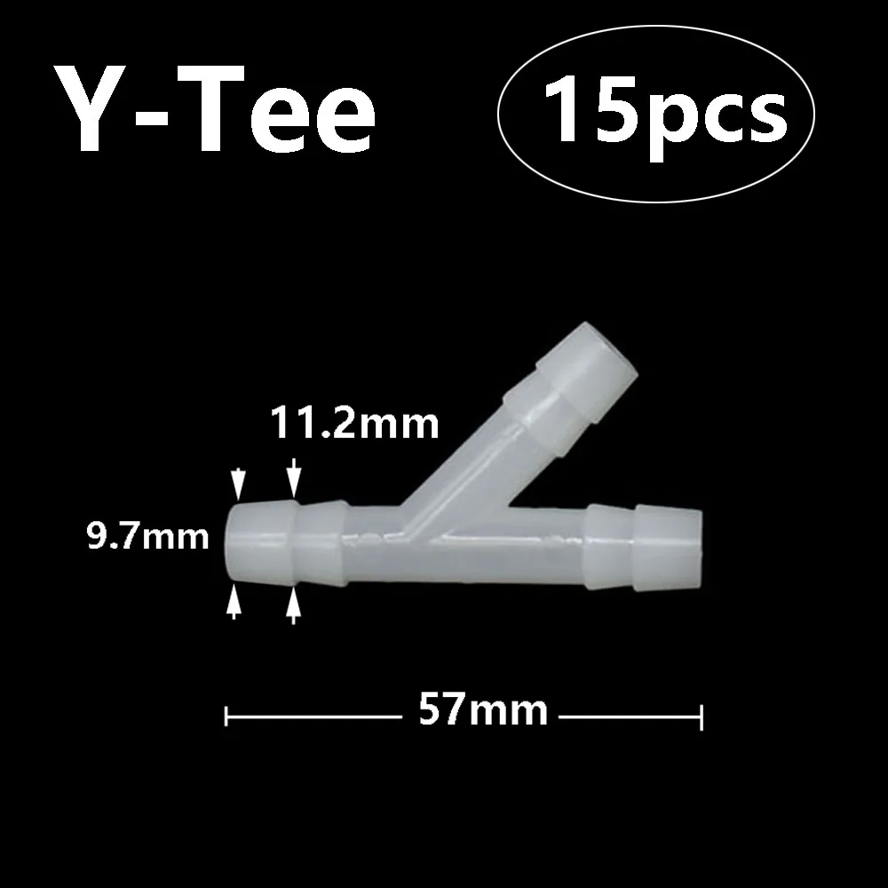 8mm 10mm y-type Tee krzyż wąż rozdzielacz złącza armatura fajka wodna łącznik akwakultura dozownik do wody Adapter 15 sztuk