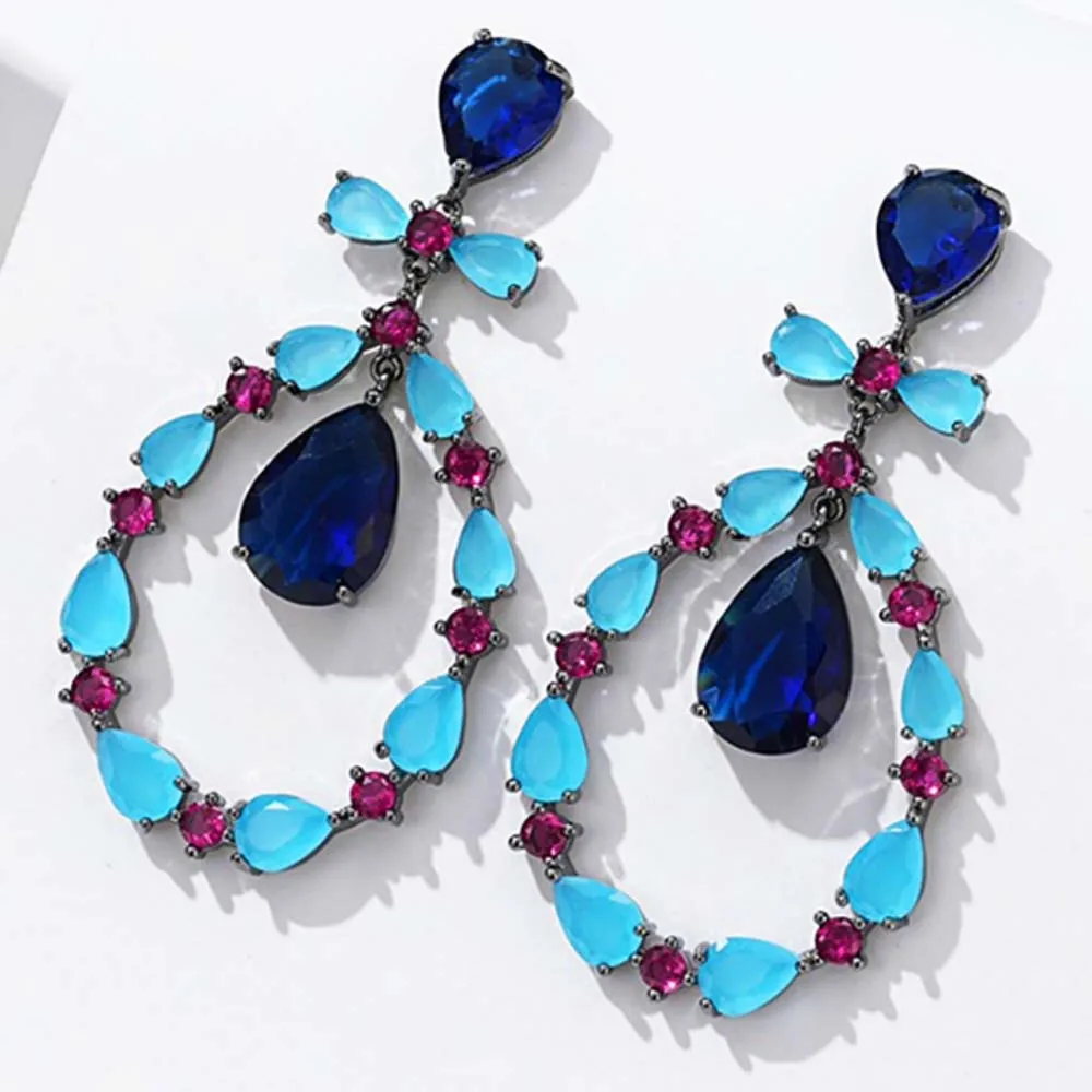

Missvikki Fashion Women Dangle Bridal Wedding Party Gorgeous Jewelry Luxury Super Gift High Quality Oval Pendant Earrings