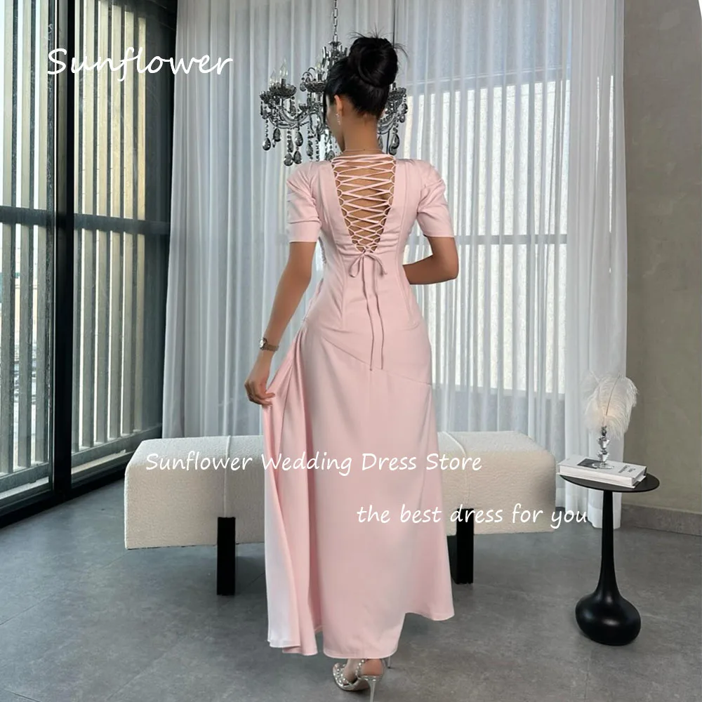 Robe de soirée rose tournesol, col carré, ligne A en pansement, dos nu, slim, à lacets, longueur au rinçage, robe de Rhformelle, 2024