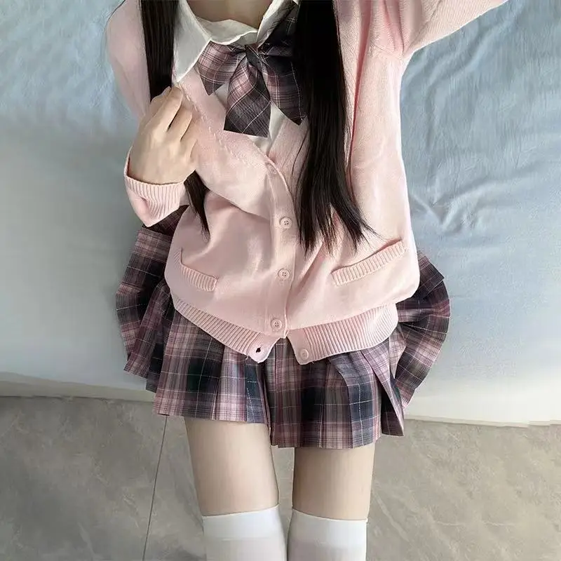 

Original Japanese JK Uniform Sweater Autumn/Winter Cherry Blossom Girl Knitted Cardigan School Supply College Style Coat Women