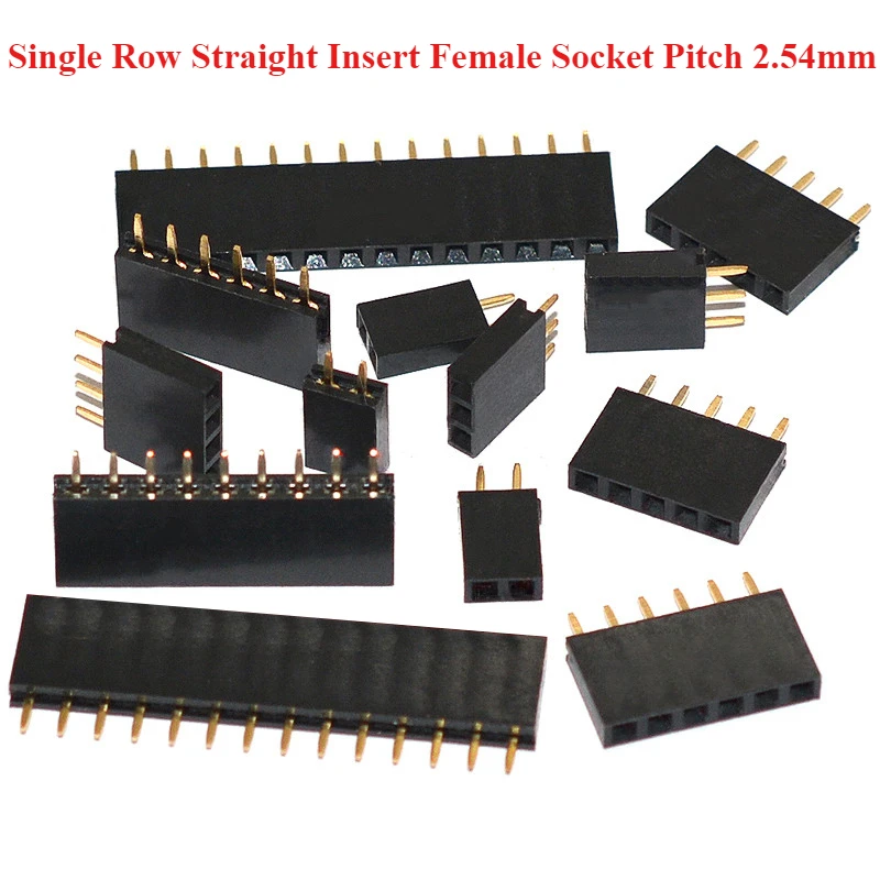 

Single Row Pin Female Header Socket Pitch 2.54mm 1*2P 3P 4P 5P 6P 7P 8P 9P 10P 12P 13P 14P 15P 16P 20P 24P 40P Pin Connector