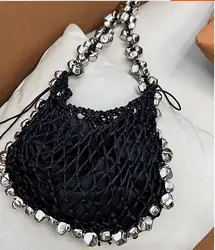 Casual Hollow Small Tote Bag Designer Rope Woven Women Handbags Summer Braid Beach Fishnet Bag Bali Bucket Purses 2023 Sac