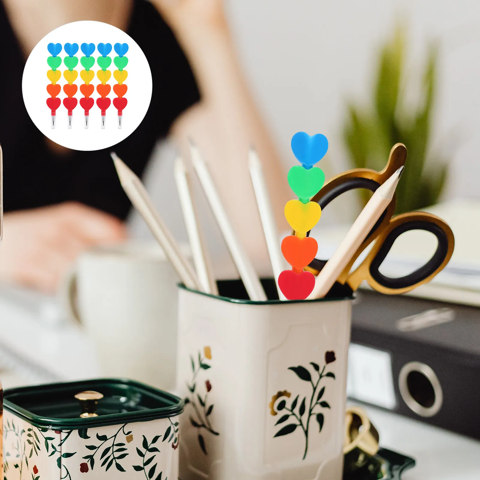 

5Pcs Stackable Plastic Pencils for Kids Bright Color Non Sharpening Writing Pencils Creative Fun Stationery School Supplies