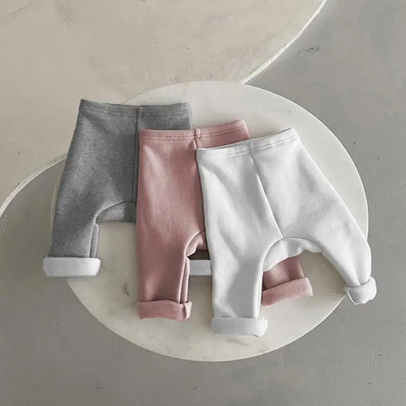 

2025 Winter New Baby Fleece Leggings Cotton Infant Boy Girl Warm Trousers Toddler Plus Velvet Thick High Waisted Leggings