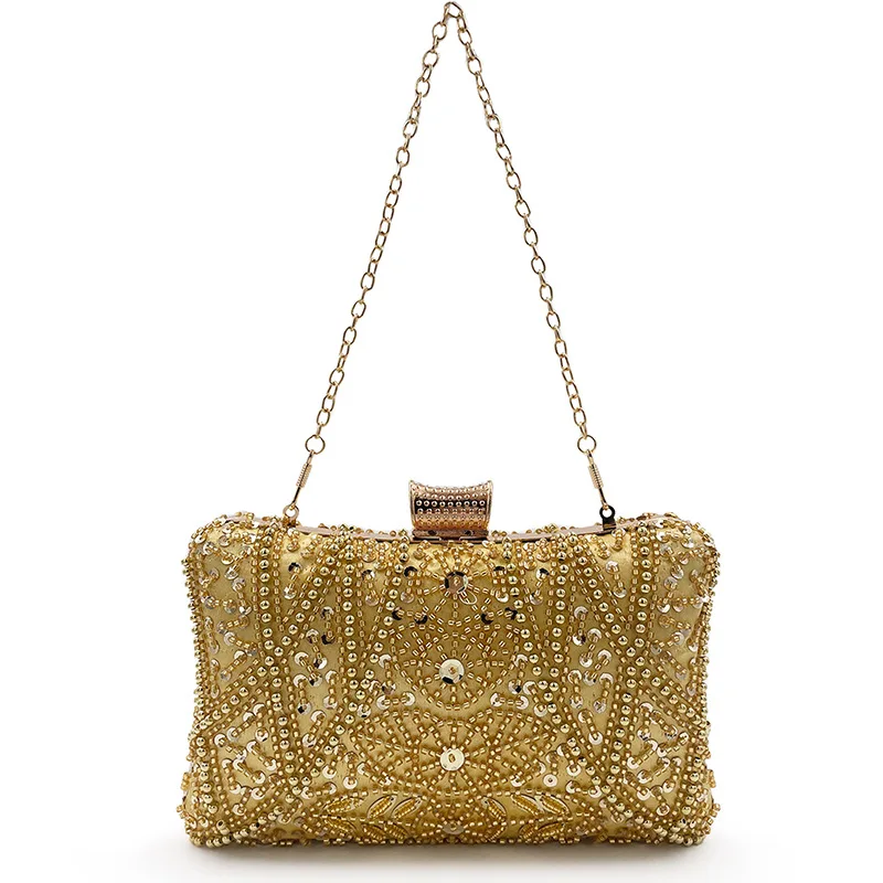 

Luxy Moon Women's Clutch Bag Apricot Pearl Evening Clutch Purse Luxury Women Handbag Handmade Wedding Party Shoulder Bag