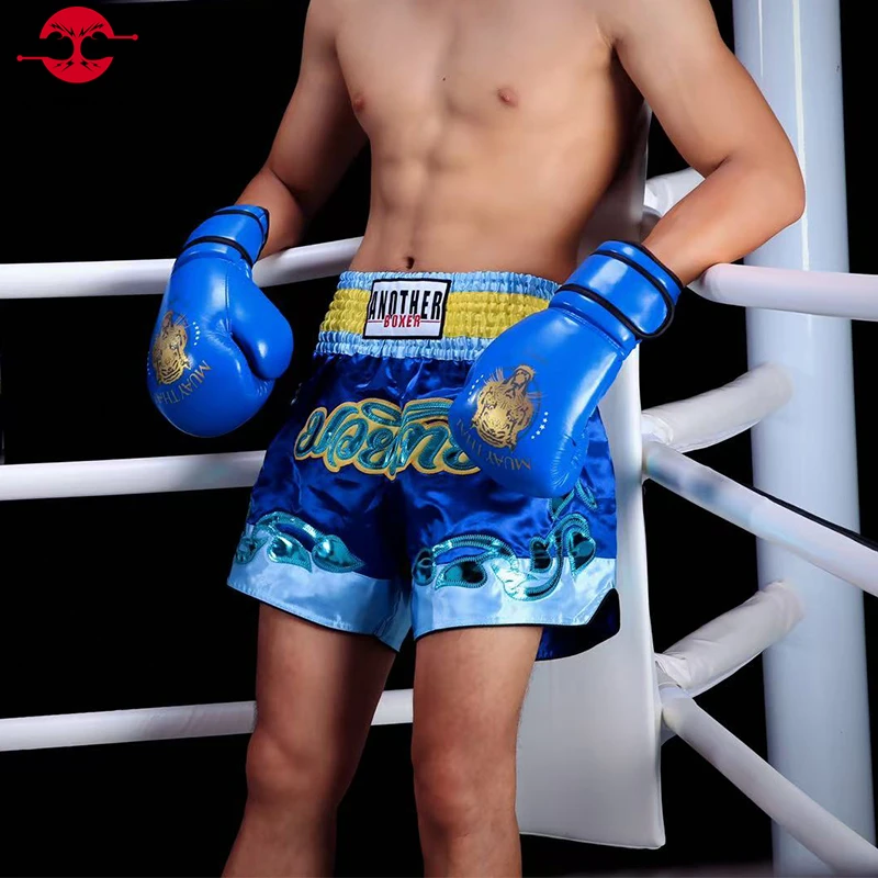 الملاكمة التايلاندية السراويل رياضة سراويل ملاكمة الرجال النساء الطفل فنون الدفاع عن النفس MMA فريق الملابس التطريز تصارع القتال كيك بوكسينغ جذوع #2