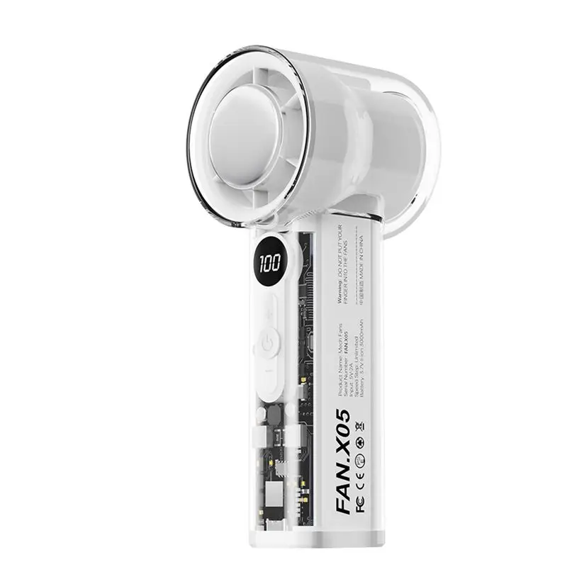 

BAAU Mini Turbo Fan AI Высокоскоростной ручной охлаждающий вентилятор 100 уровней Регулируемый цифровой дисплей для путешествий/работы/дома/на открытом воздухе B