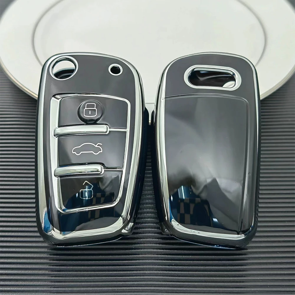 TPU Car Folding Key Case Cover Bag Shell Holder for Audi A1 A3 A4 A5 A6 C5 C6 Q7 Keychain Key Protector Accessories