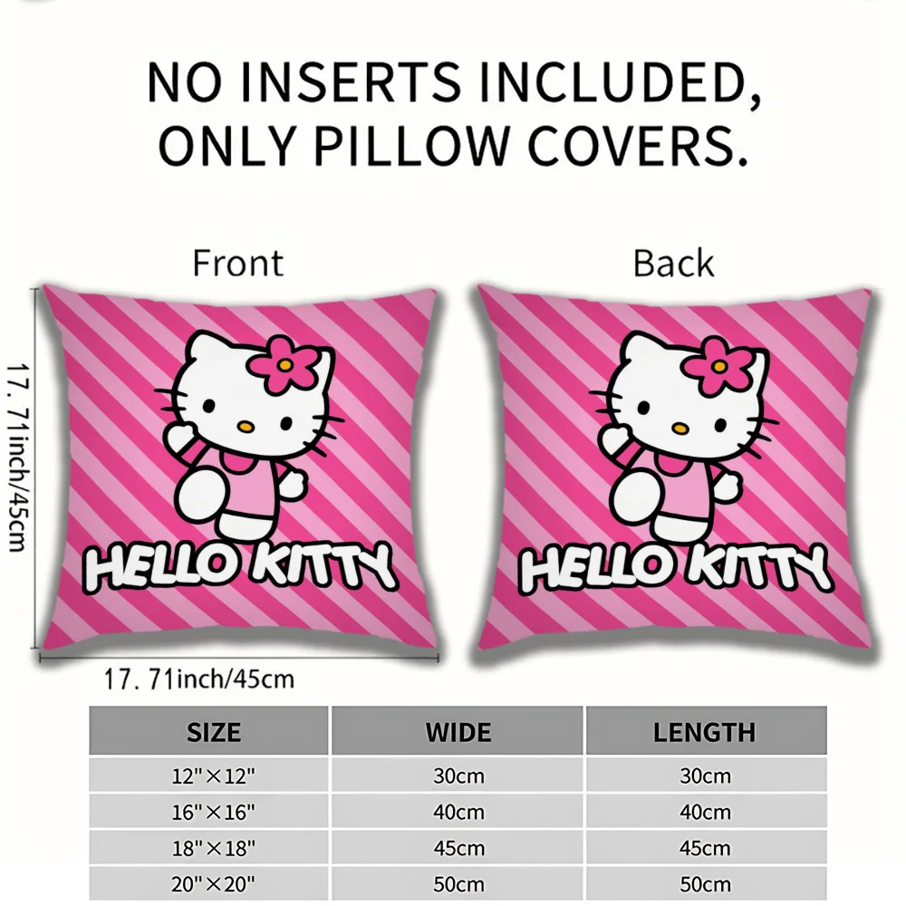 Housse de coussin Hello Kitty 45x45, taies d'oreiller décoratives, coussins de lit pour canapé décoratif, taie d'oreiller 45x45