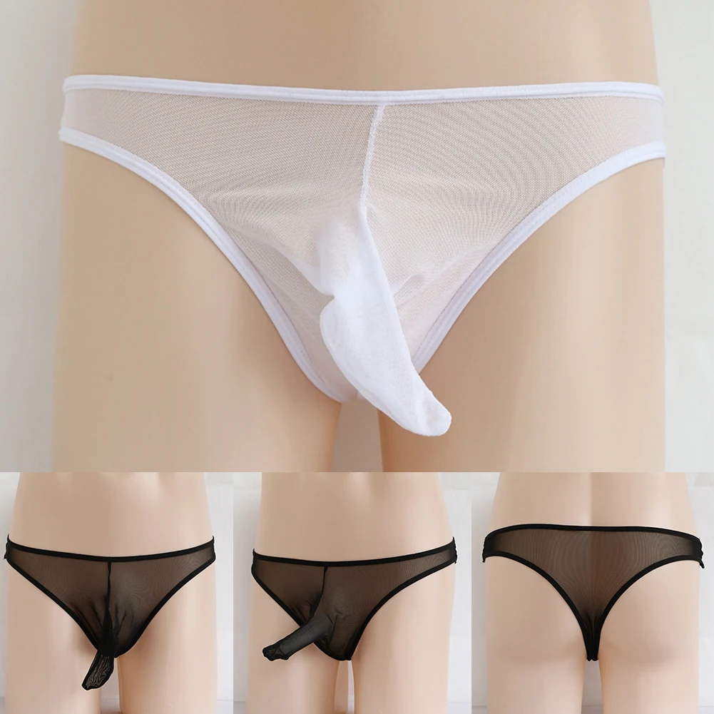 ชุดชั้นในชายเซ็กซี่กางเกงชั้นในตาข่ายชายกางเกงตาข่ายซองใสสีดำสบาย