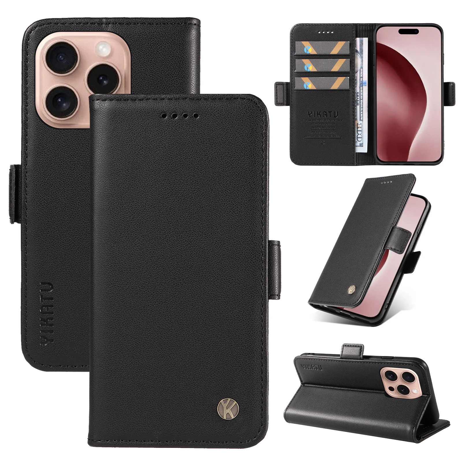 Полностью матовый кожаный флип-чехол из ТПУ, подходит для iPhone 16 16E Pro/Pro Max iPhone 17 17Air Pro/Pro Max, двойной складной процесс