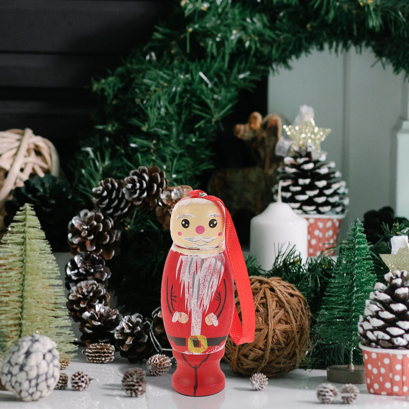 

Wooden Santa Claus Ornaments Xmas Tree Hanging Decor Christmas Festival Craft Pendants Home Hotel Restaurant Coffee Shop