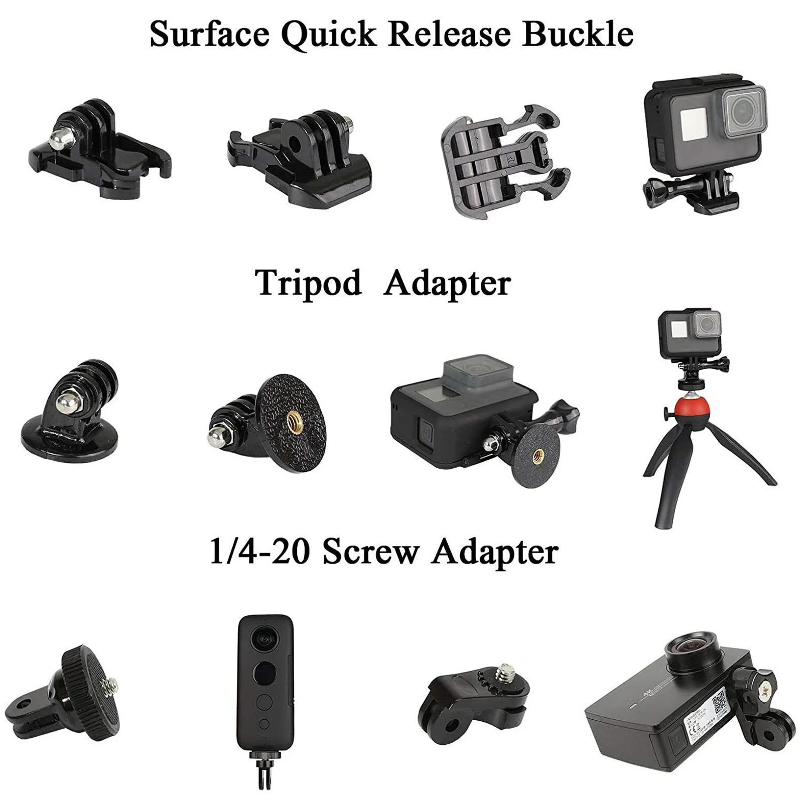 Adesivo Tripé Adaptador Kit de Montagem, Capacete Base, GoPro, Insta360, DJI, AKASO, SJCAM