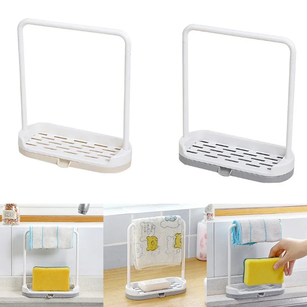 Kitchen Sink Storage Rack Rag Towel Holder Soap Dish Drain Organizer Sponge Hanger Kitchen Counter Accessories view 6