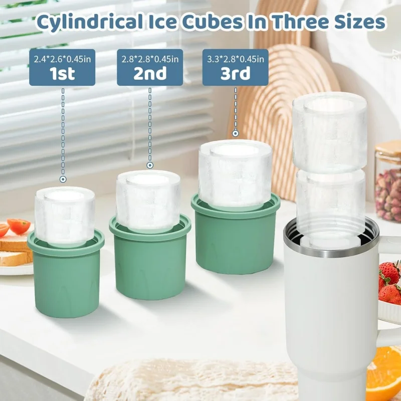 

2026 Cooling Essentials Silicone Ice Cube Tray For Stanley Cup, Cylinder Ice Maker Mold With Lid For Freezer Cocktail Juice