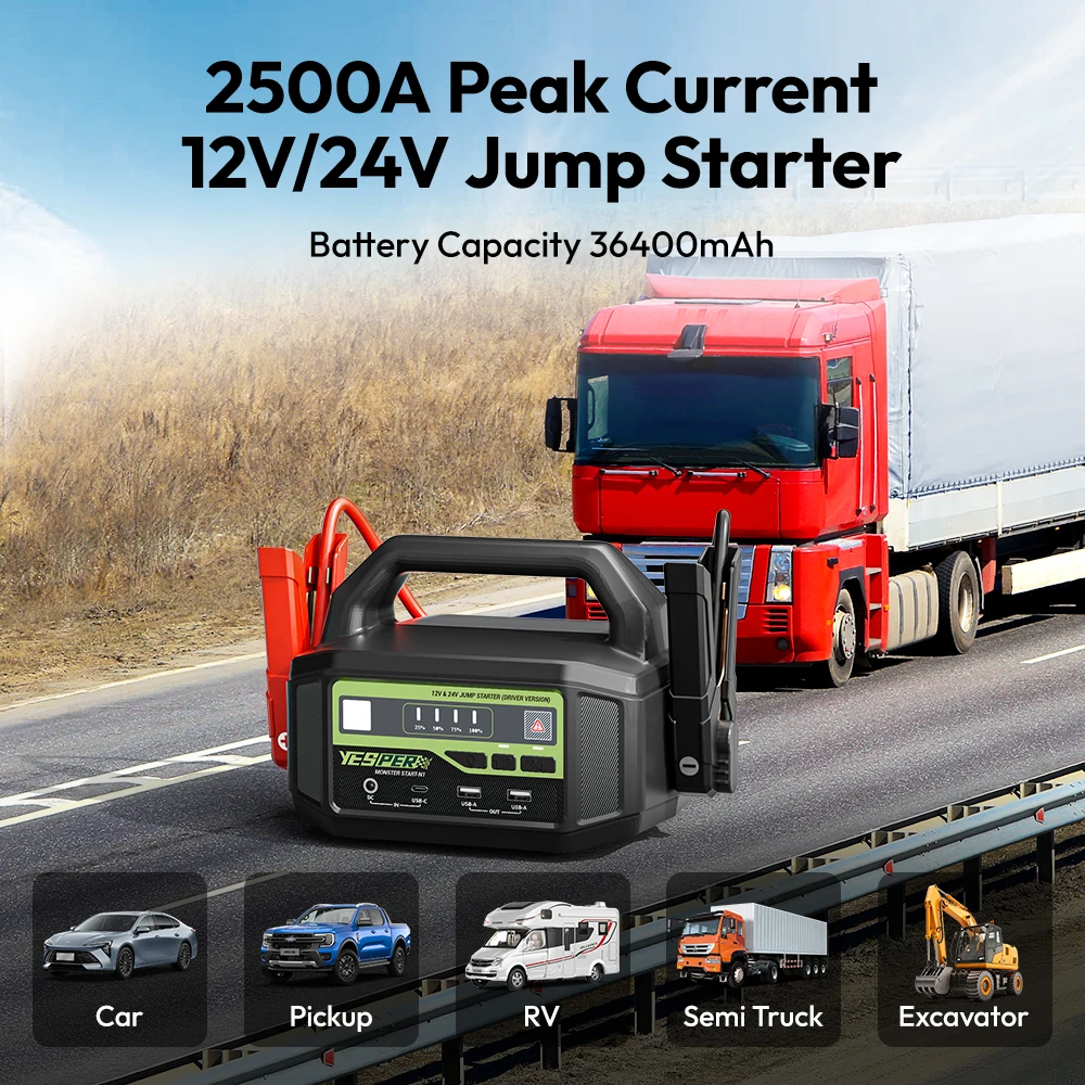 Yesper N1 Fast Charge Compact Jumper Starter 36400mAh High Power 24V Car Battery Booster Pack For Truck Starter Jump