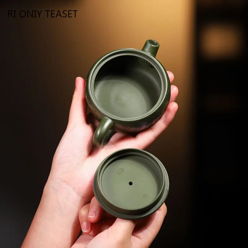 Imagem -05 - Chinês Yixing Pequena Capacidade Bules de Argila Roxo Famoso Handmade Tea Pot Raw Ore Verde Lama Chaleira Autêntico Zisha Tea Set 120ml