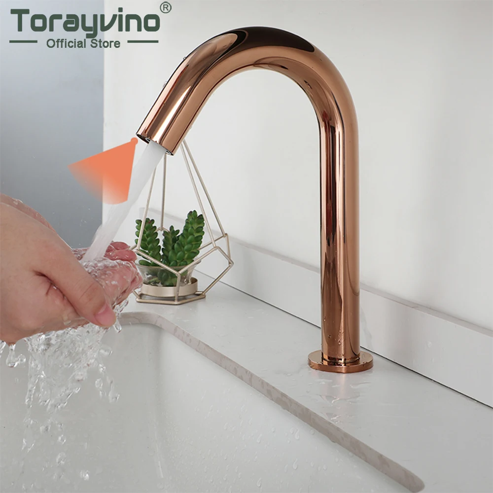 

Torayvino Automatic Touch Free Bathroom Faucet Hot and Cold Sensor Faucets Saving Inductive Electric Basin Sink Mixer Water Tap