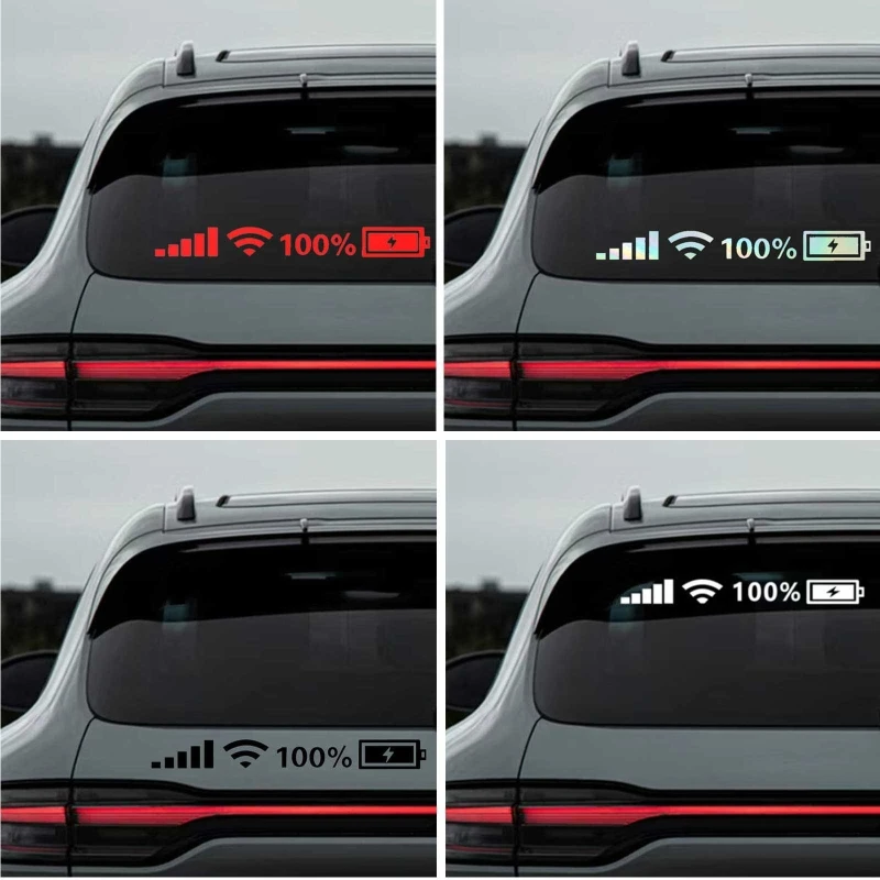 1 Pc Car Funny WIFI Battery Level Indicator Label DIY Decals Automotive Window Helmet Reflective Stickers Exterior Decoration