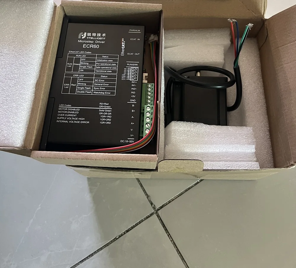 Ethercat 60mm 2 phase 2.1Nm~4N.M Stepping Nema 24 Open Loop Stepper Motor Set Cnc Stepper Motor Driver ECR60 Kit