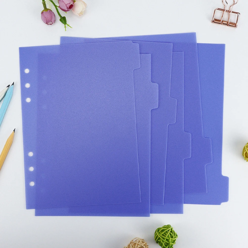 

6pcs A5 Separator Page PP Notebook Binder Planner Tabs File Dividers Loose Leaf Journal Inserts Budget Accessories