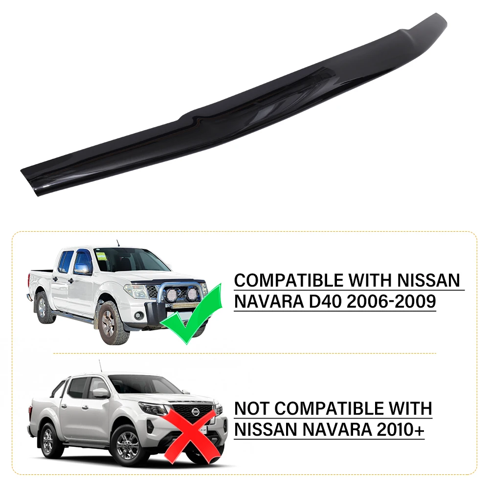 Dark Black Bonnet Guard Hood Deflector For Nissan Navara D40 2006 2007 2008 2009 Front Bug Shield protector Car Accessories