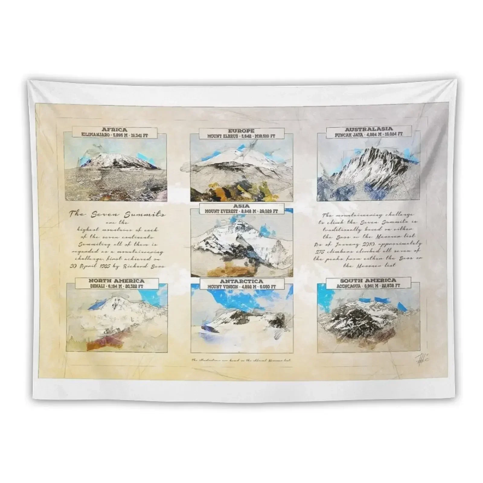 

7 Summits of the World Tapestry Wall Carpet Wall Hanging Decor Tapestry