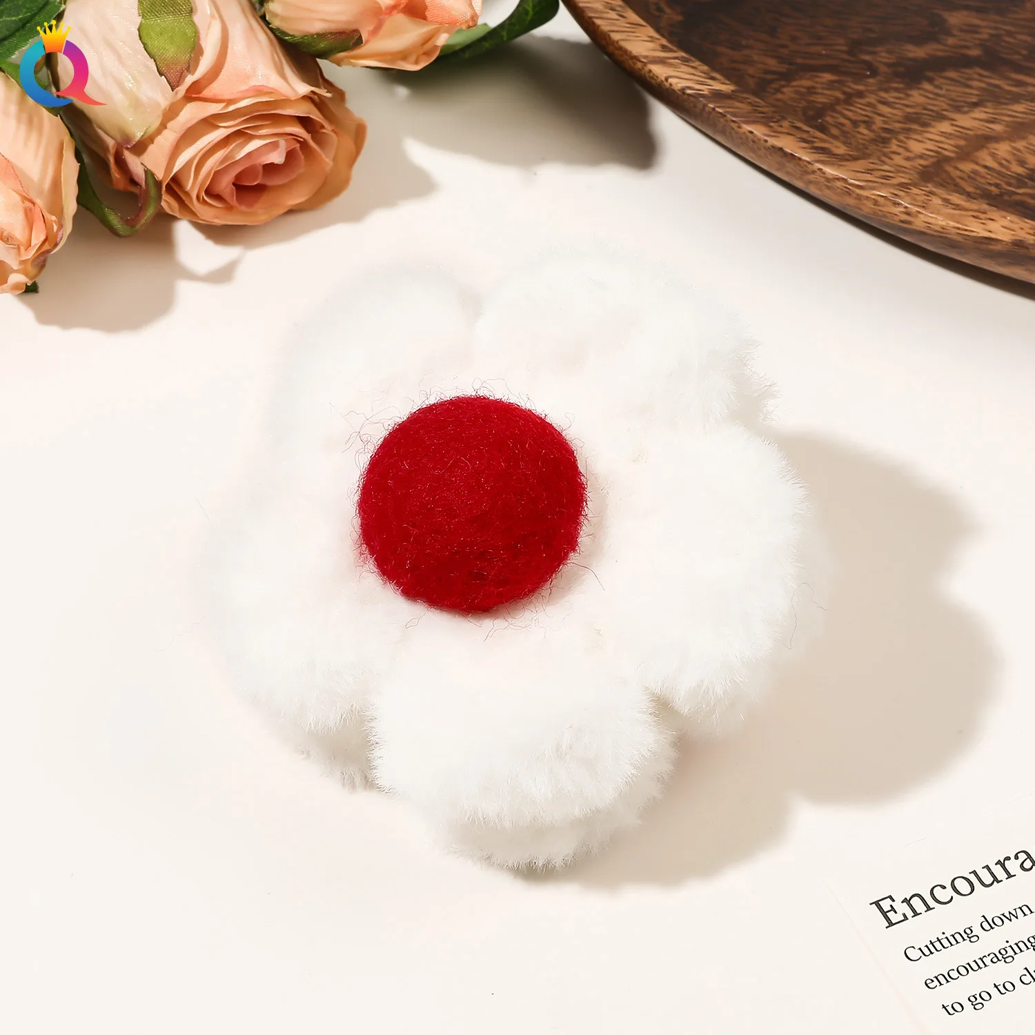 Flower Shape Plush Hairpin, Senior Sense Hairpin, Nova Moda, Outono e Inverno, Atacado