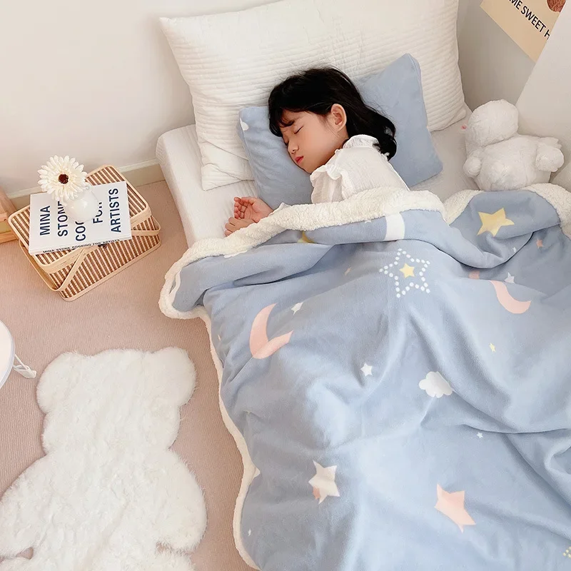 Milk velvet blanket children's blanket thickened lamb velvet blanket thickened double-sided velvet lunch