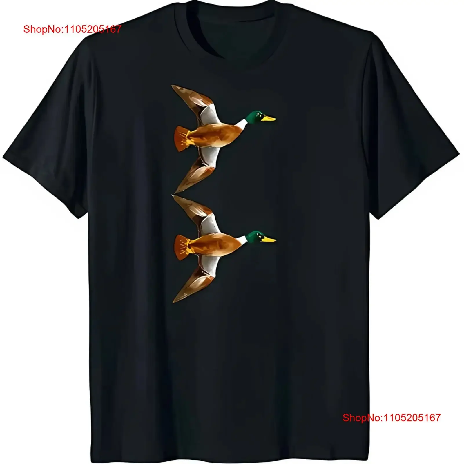 

Черная футболка с двумя утками в коричнево-зеленом дизайне, винтажная стираная дышащая мягкая домашняя графика, слегка удобная