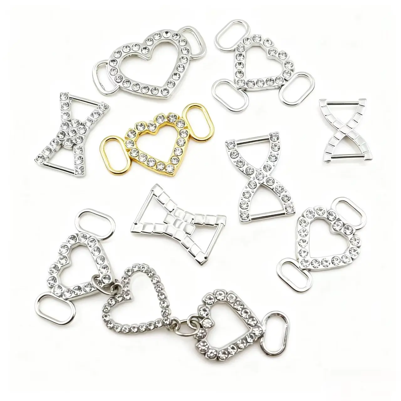 10PCS Alloy Rhinestone Bikini Buckles DIY Sewing Accessories for Clothing Bag Wedding Invitation Decoration Craft Supplies