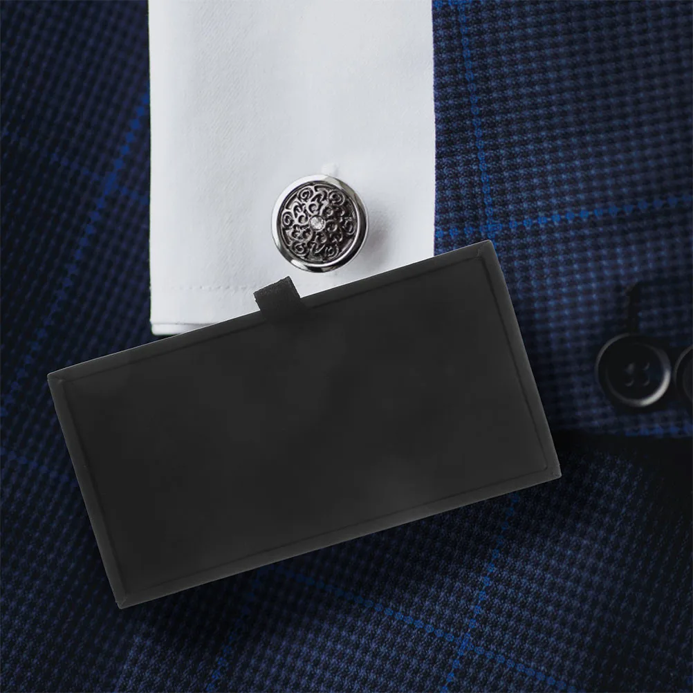 

2Pcs Black Cufflinks Storage Box PU Small Jewelry Case Gift Box for Men Empty Storage Boxes Jewelry Case