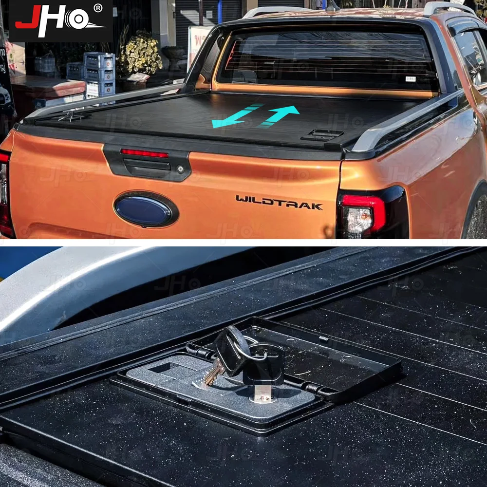 JHO Tonneau Cover Waterproof Truck Bed Custom Fit For 2022 2023 2024 Ford Ranger T9 Exterior Accessories Manual/Electric