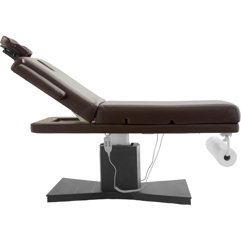 Motor (with Independent Leg Adjustment) Electric Massage & Facial Bed/Table with Face Cradle Dark Brown