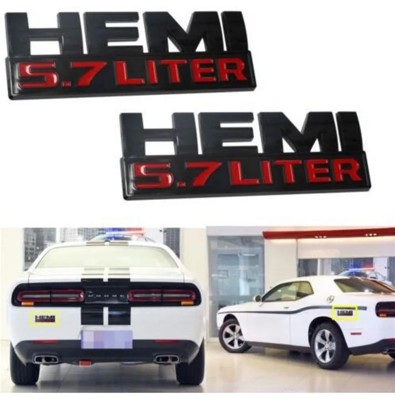 Metal Hemi 5.7 Liter Logo Badge Emblem Rear Trunk Decal Car Stickers For Dodge Charger Dart Durango Caliber Journey Accessories