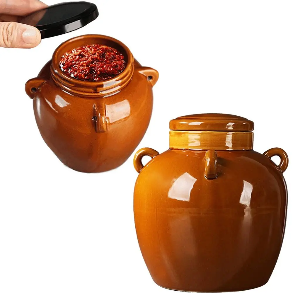 Large Capacity Ceramic Pickle Jar Sealed Ceramic /Mason Lid Kimchi Pickling Pot Keep Fresh Smooth Surface Fermenting Canister view 3