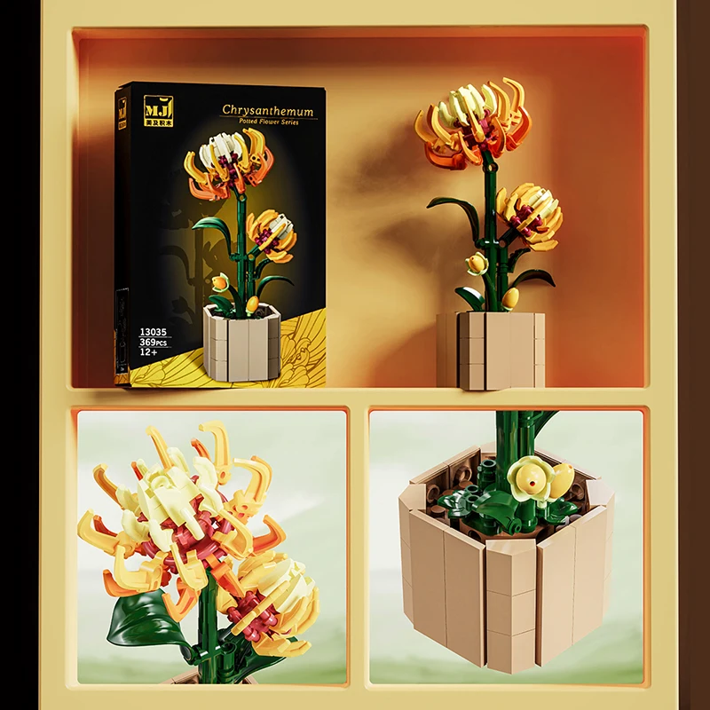 محاكاة باقة اللبنات التجمع نموذج الزهور النبات الحلي MOC الطوب الفني لفتاة DIY بها بنفسك الديكور الهدايا