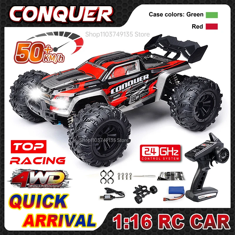 WLtoys Großes RC-Auto im Maßstab 1:16, 50 km/h, Hochgeschwindigkeits-4WD-Kinderspielzeug für Jungen, ferngesteuertes Auto, 2,4 G Off-Road-Monstertruck, RC-Spielzeug