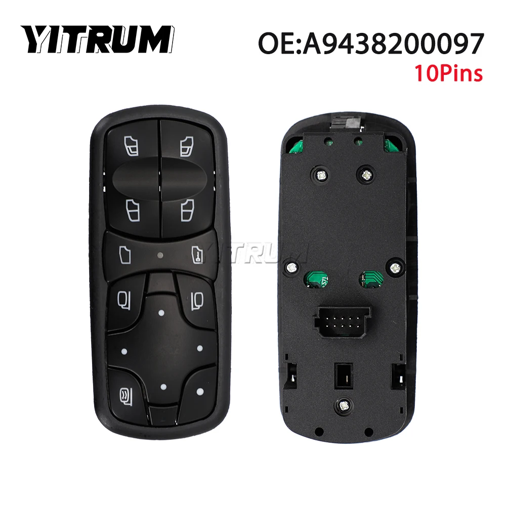 YITRUM A9438200197 A9438200097 Power Window Switch Control Glass Lifter Button For Mercedes Benz Actros MP1 MP2 Truck