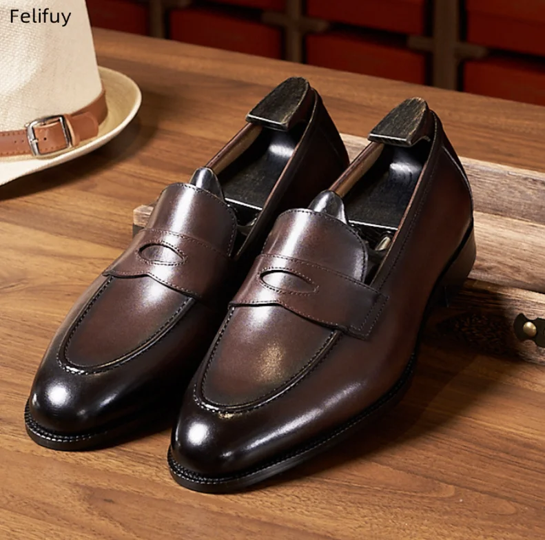

Men's Dress Shoes Trend Casual Business Genuine Leather Shoes For Men Classic Slip On Formal Social Wedding Cow Shoes Men Loafer