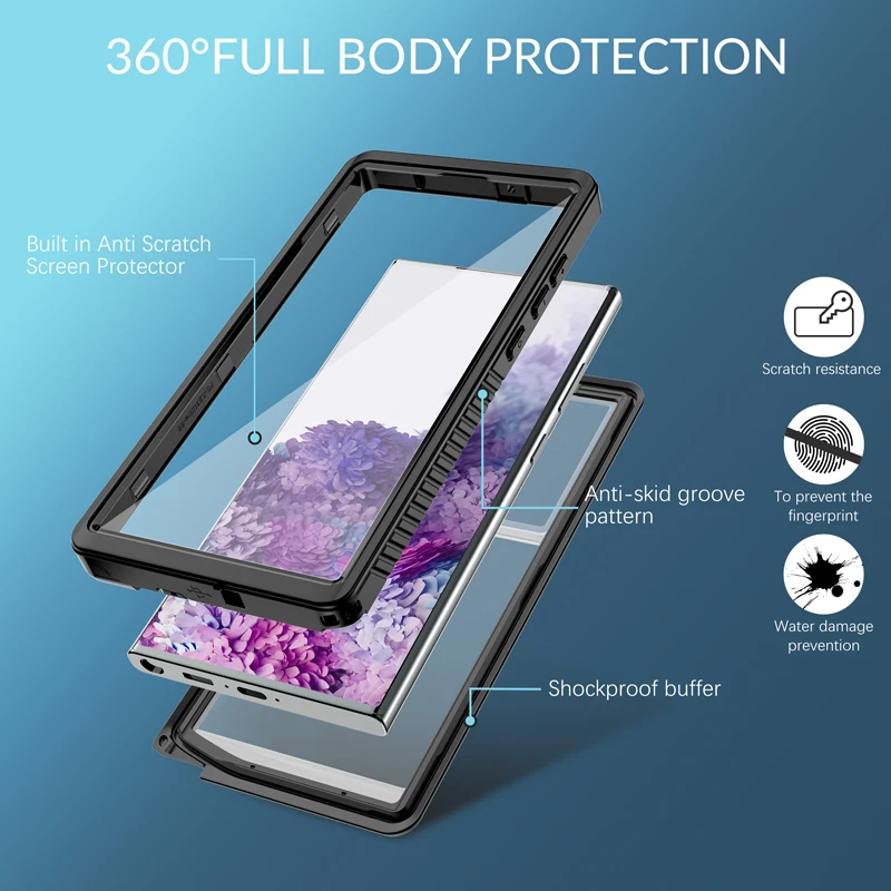 For Samsung Galaxy S23 Ultra Case High Quality Waterproof Full Body Protection Sking Drop-proof Cover for Galaxy S23 Plus