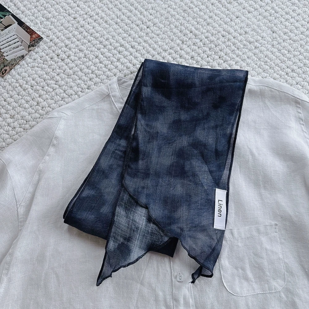 100% Linen Breathable Long Spring and Autumn Scarf For Women Original Style Artistic Neck Protection Soft Scarves 14x170cm