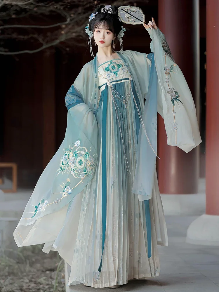 จีนแบบดั้งเดิมHanfuผู้หญิงชุดโบราณOrientalชุดเจ้าหญิงElegance Tang Dynastyเต้นรําFairyชุดคอสเพลย์